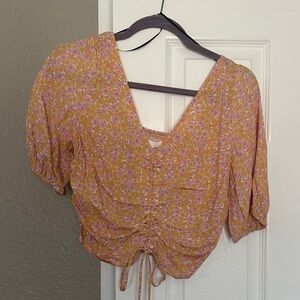 Floral Cinch Front Top